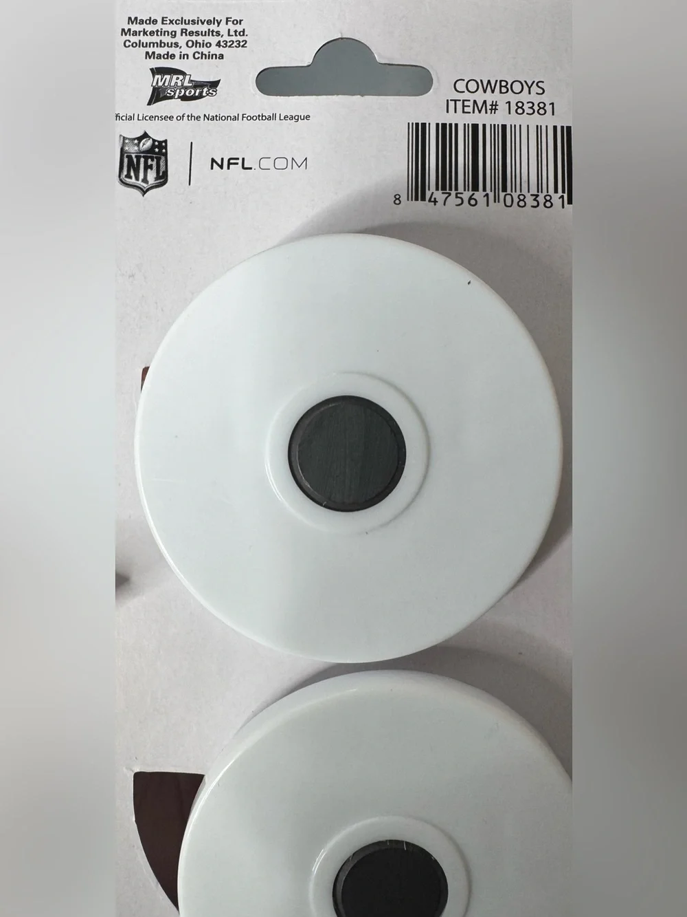 NFL Dallas cowboys White Magnetic Bag Clips with Black Center - 2 Pack football